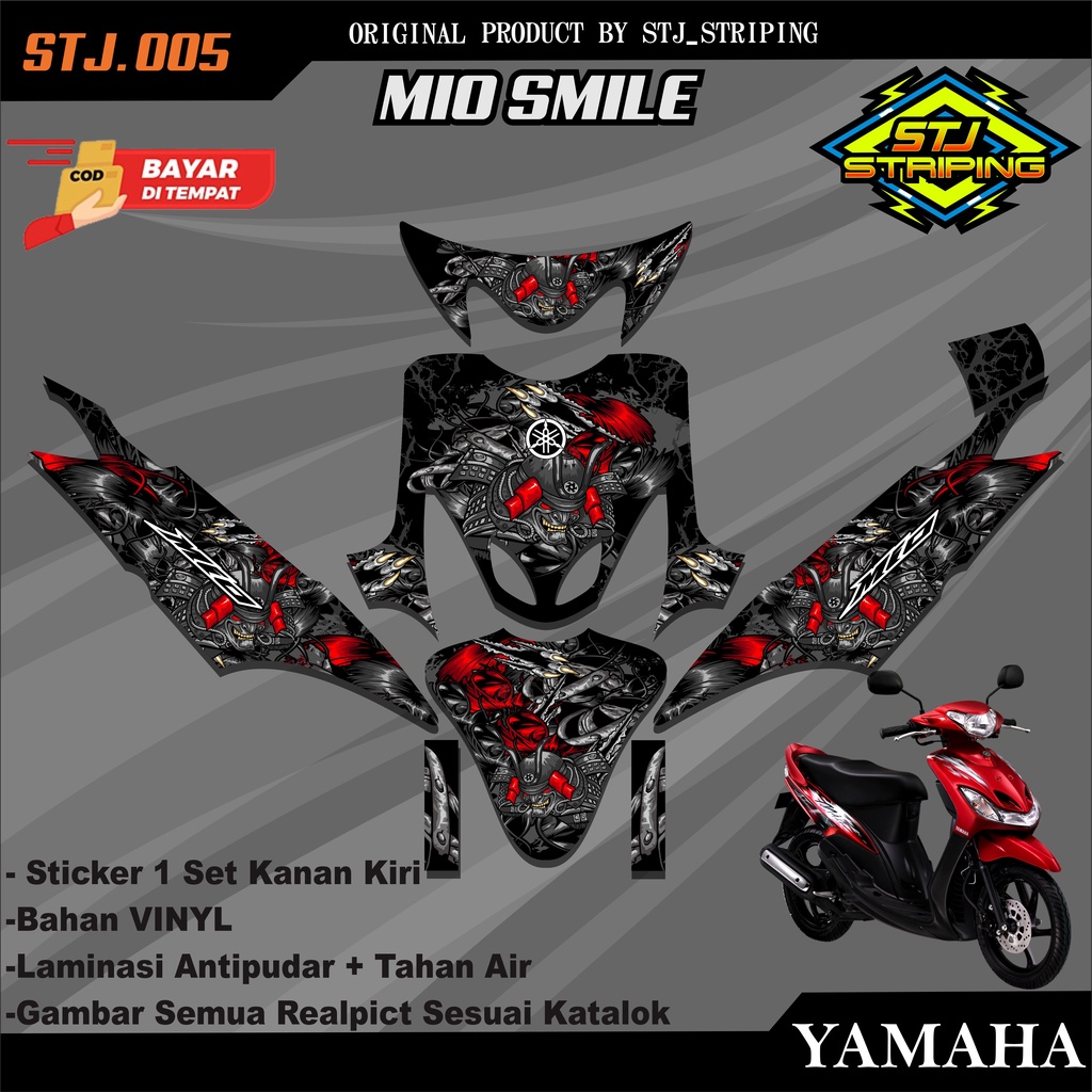 Sticker Striping DECAL MIO SMILE - Stiker Striping DECAL Variasi Motor MIO SMILE Desain Racing STJ.0