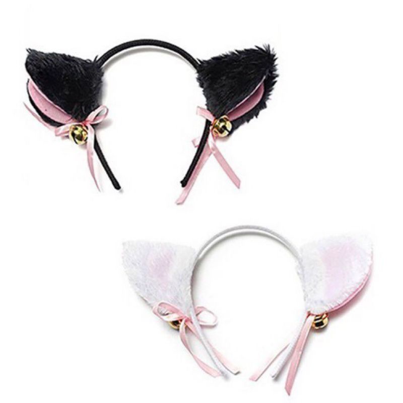 Bando kawaii nekomimi bando kuping kucing neko cat hairband black white gray HBNK