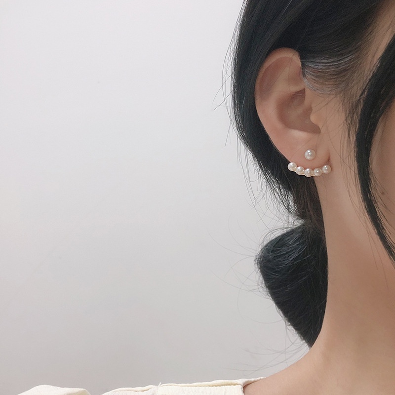 [Harga Grosir]Anting Stud Hias Mutiara Dua Sisi Gaya Korea Untuk Wanita/Hot Sale