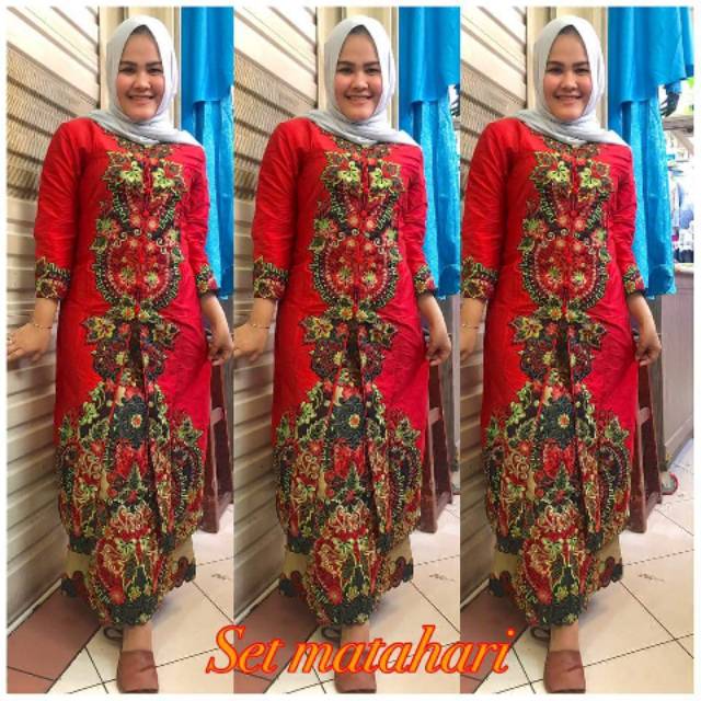 Realpict Set Kebaya MATAHARI bahan tafeta aplikasi bordir by pelangijaya
