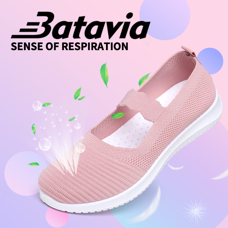 Batavia 2023 Sepatu olahraga wanita fashion lembut dan tahan aus, cocok untuk olahraga anak perempuan, nyaman dan tahan lama, sepatu ibu yang elegan, sepatu slip on aB03-B04