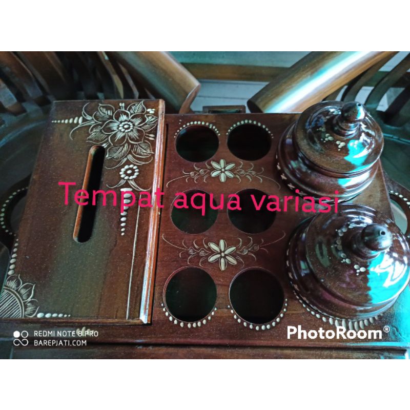 tray aqua- nampan aqua - tempat aqua gelas - tempat aqua jati - toko kayu jati