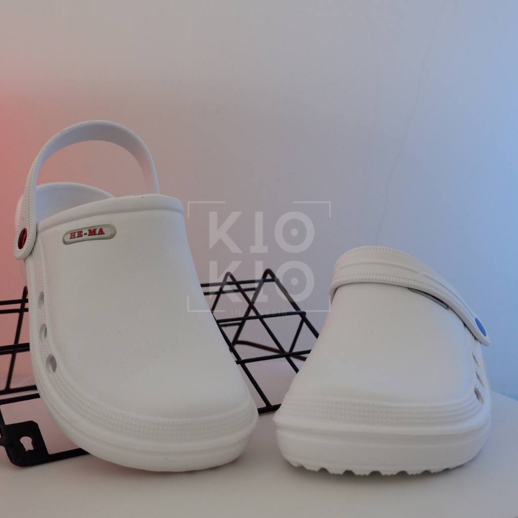 Sandal Crocs  Medis Putih bersih Sandal Perawat /Dokter/Bidan /Sandal Kamar Mandi AntiSLIP / Sandal BAIM KODOK /Sandal Kodok Pria Wanita 36 s/d 44-3