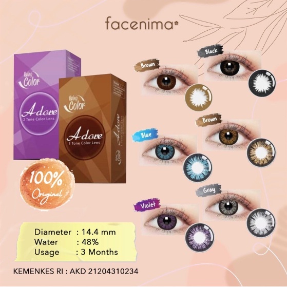 Living Color Adore Minus Tinggi (-3.25 sampai -6.00) + FREE LENS CASE