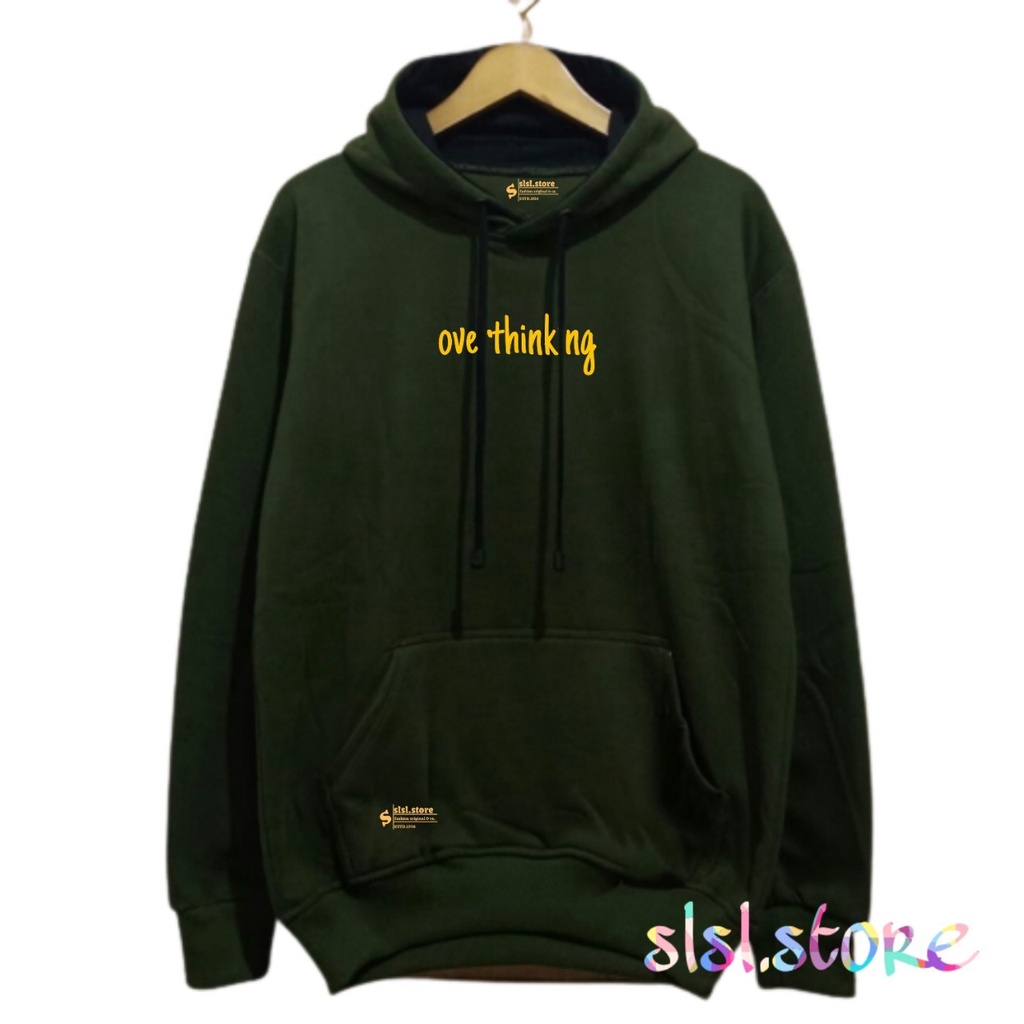 Sweater Hoodie Pria Jaket Pria Murah Hoodie Zipper Authentic Jumper Hodi Distro OVERTHINKING Hijau Army