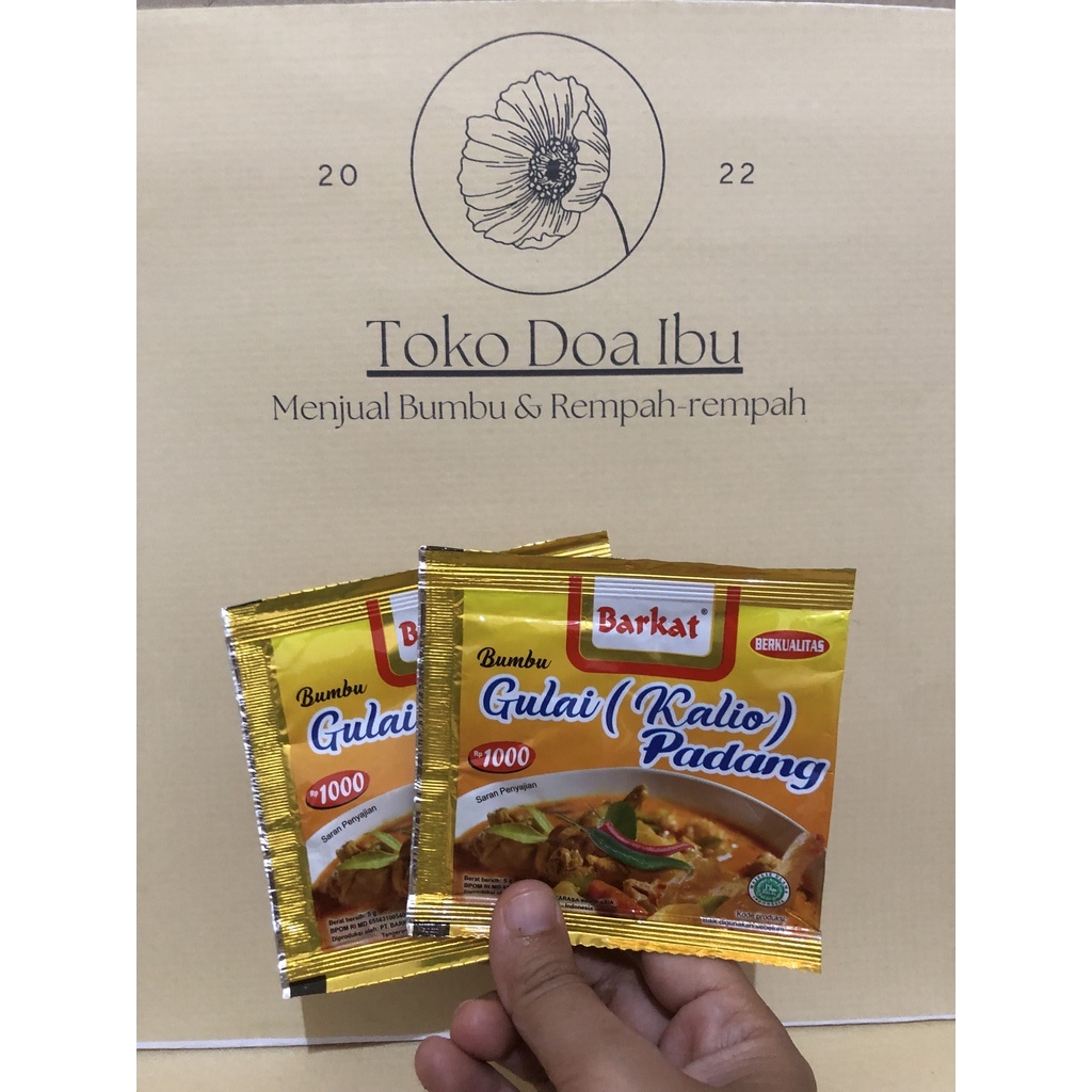 

Barkat Bumbu Gulai Kalio Padang 5 gram Harga 1 Renteng/12 Sachet