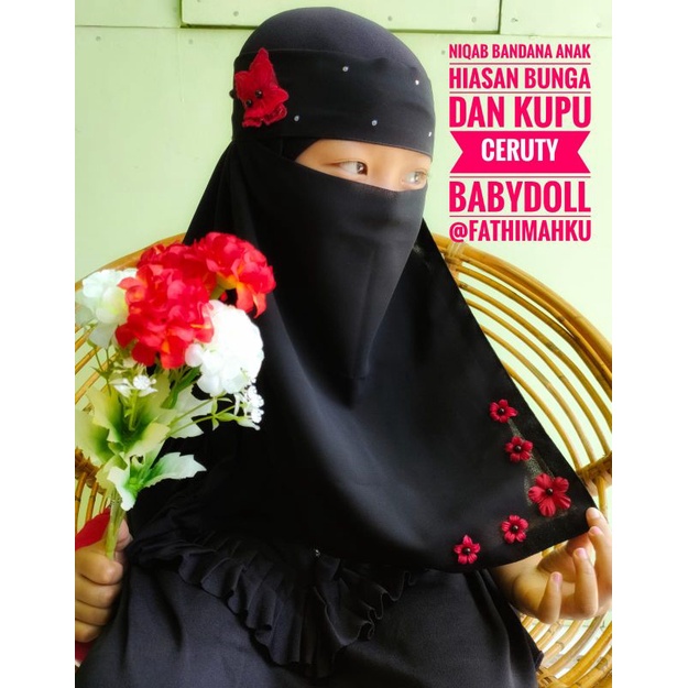 Niqab Anak Fathimahku/Cadar Bandana Anak Kupu Merah/Cadar Anak Viral