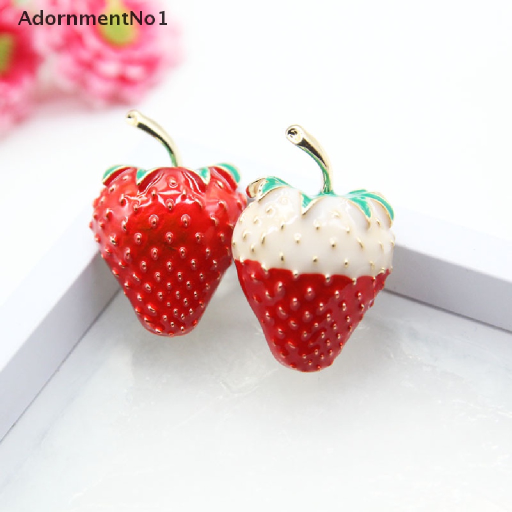 (AdornmentNo1) Bros Pin Enamel Bentuk Strawberry Merah Untuk Wanita