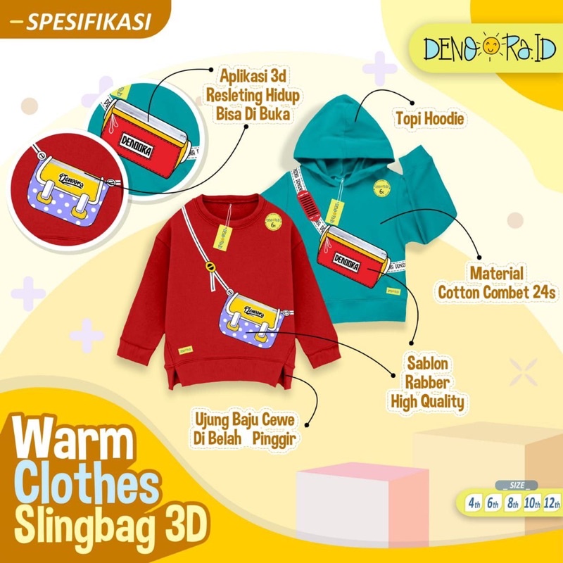 JAKET SWEATER 3D SLING BAG DENOORA SIZE 4681012