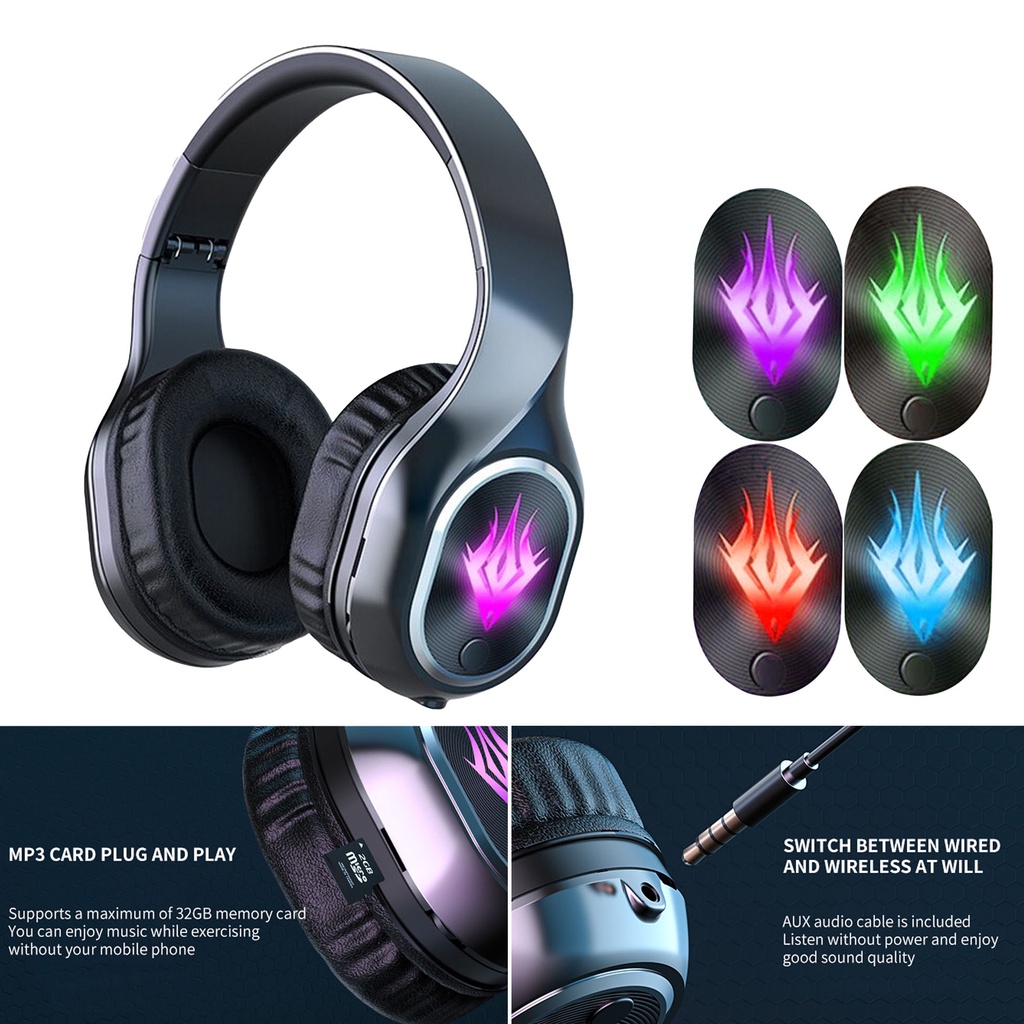 GoodCase - Headset Bluetooth Gaming Headphone Music With Mic 9D Dynamic HD Sound RGB Light