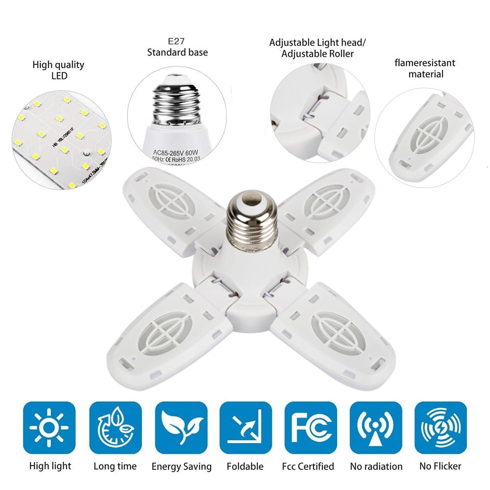 (JY)Lampu 4 Baling Mini Fan Blade Led Light Bulb Lampu Bohlam