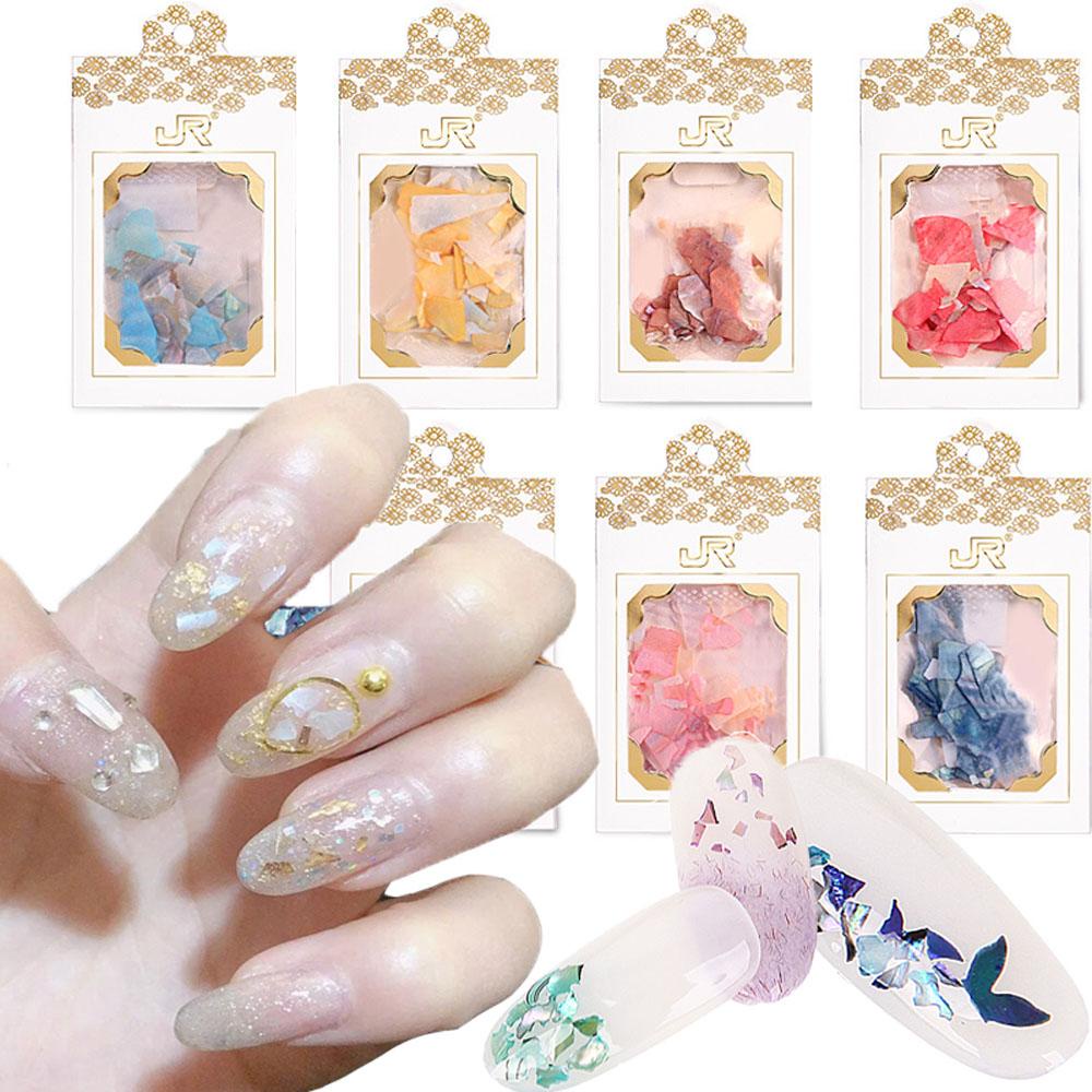 Mxbeauty Paku Kerang Iris Salon Ukuran Campur Abalone Slice Glitter Bright Hologram Nail Sequin