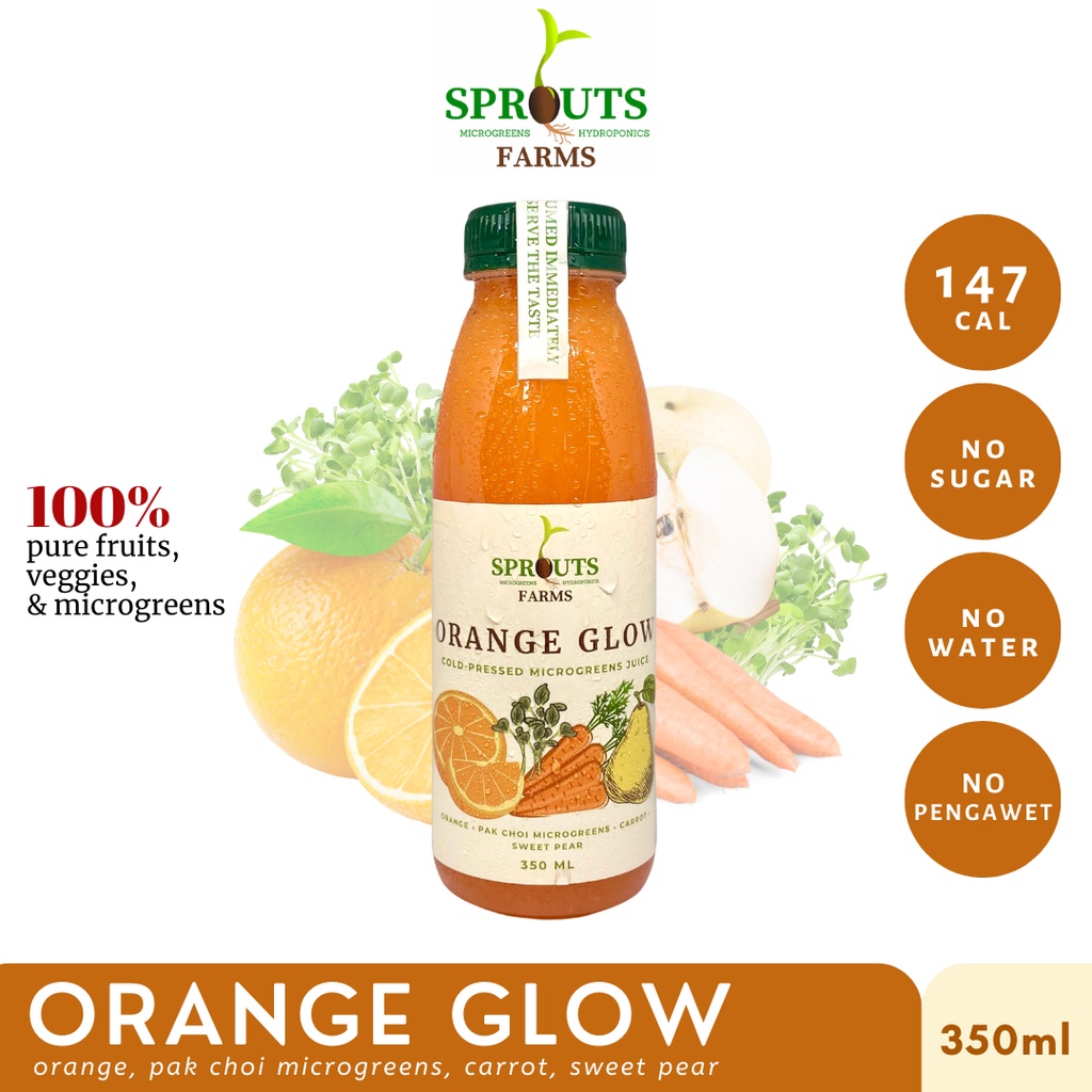 

Sprouts Farms Juice ORANGE GLOW 350ml (Cold-Pressed MICROGREENS Jus)