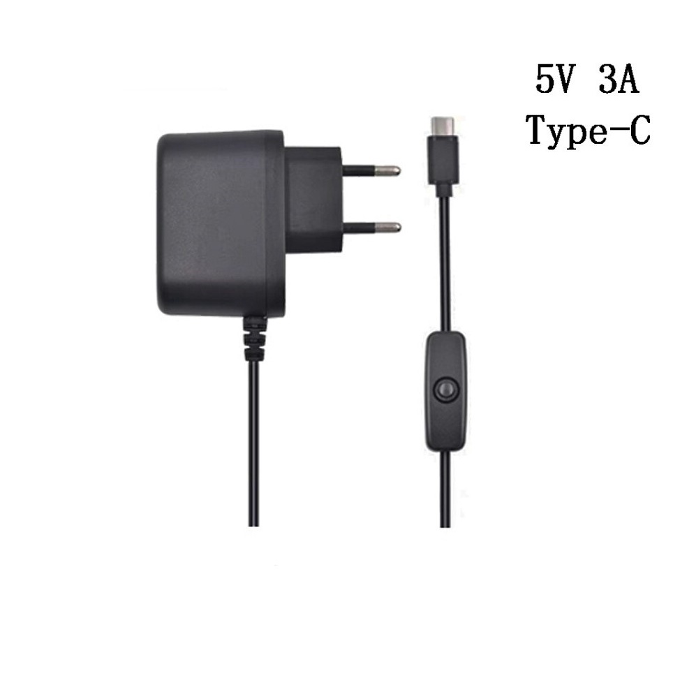 Adaptor Charger Raspberry Pi 5V 3A Type C Dengan Saklar On - Off