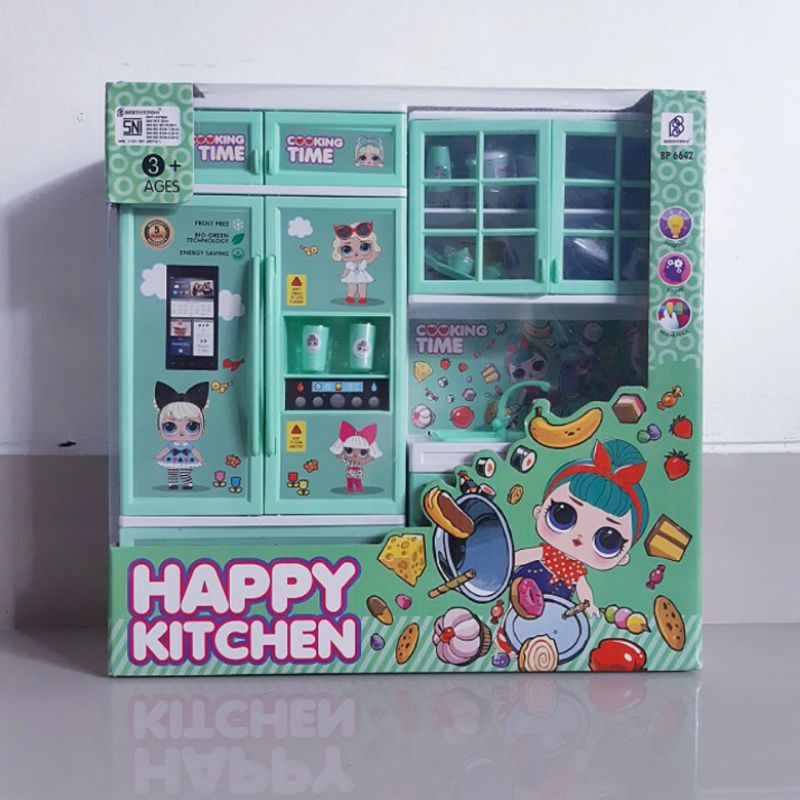 Mainan Masak Masakan Dapur Modern Happy Kitchen Set Kulkas Cuci Piring 6640