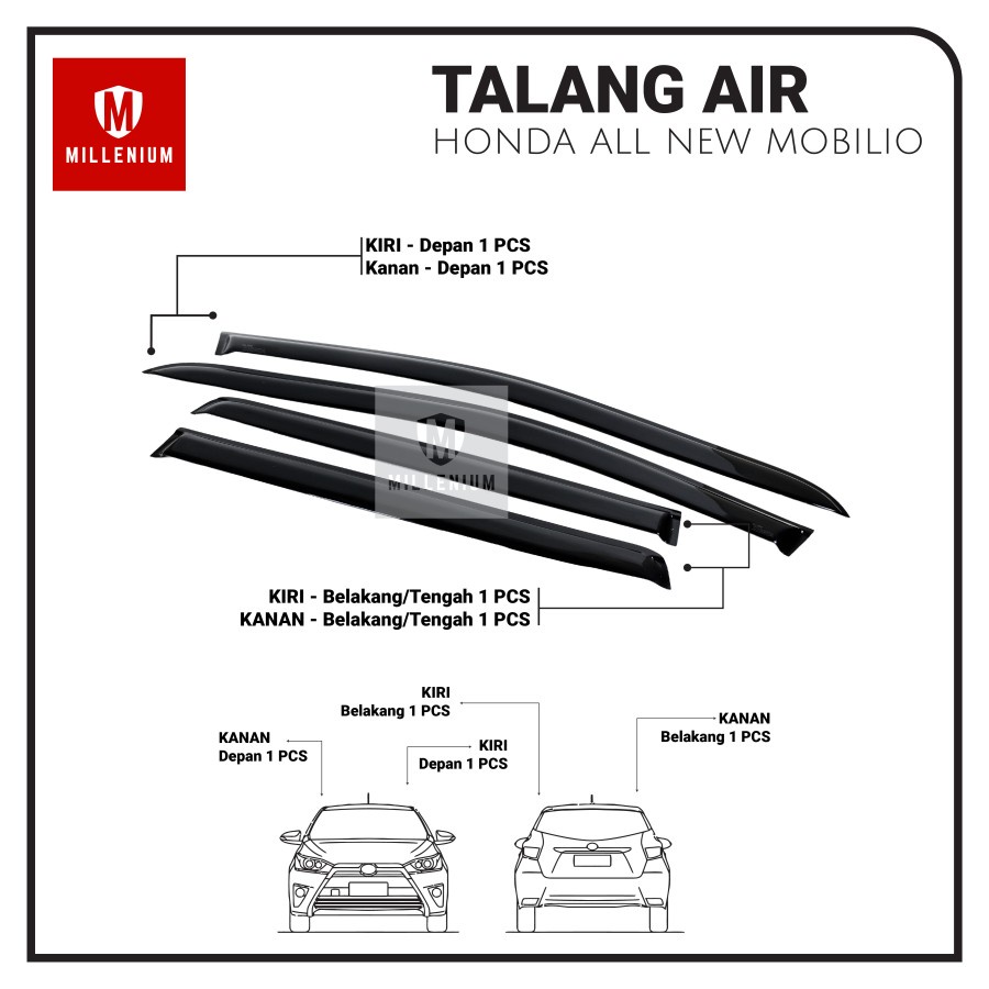 TALANG AIR PINTU MOBIL TOYOTA ALL NEW YARIS 2014 - 2023 MODEL SLIM