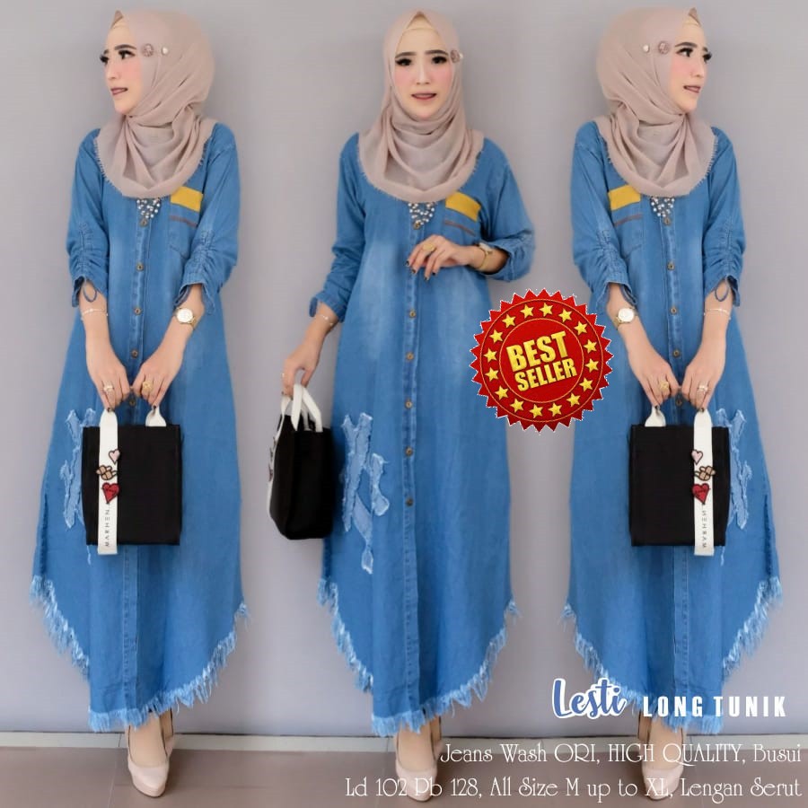 LESTI LONG TUNIK JEANS KAGUMI JELITA KEKINIAN GBM