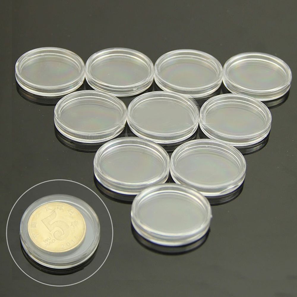 MXBEAUTY 10 Pcs Collecting Box 30mm Round Plastic Cases Capsules Holder New Coins Box Acrylic Clear Coin Storage/Multicolor