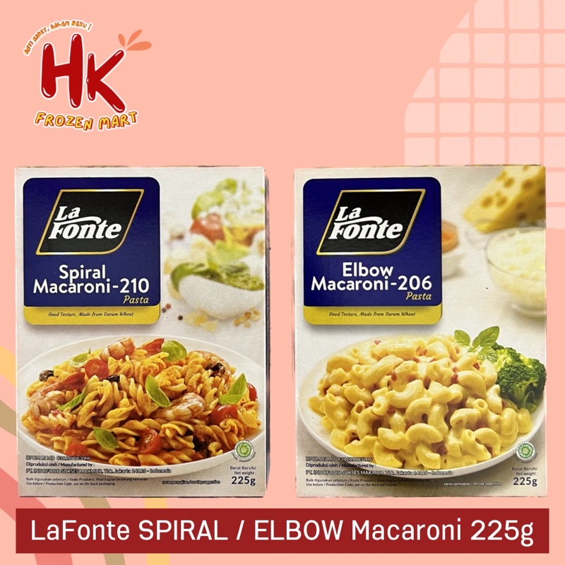 

La Fonte SPIRAL / ELBOW Macaroni 225 gr (mie pasta kering lafonte makaroni) HK Frozen Mart