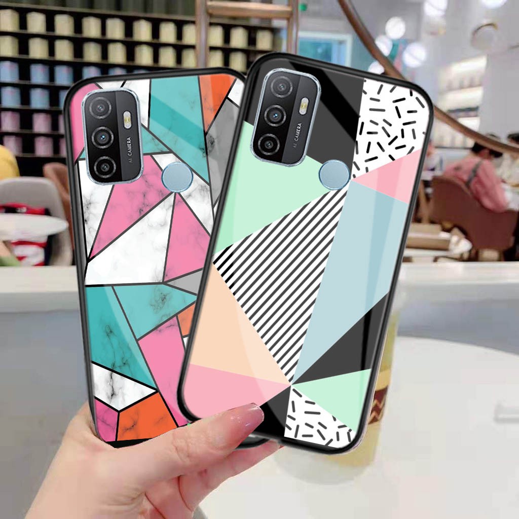 [OPPO] Softcase Glass Kaca Geomtrik Dash For Oppo A15 A5s