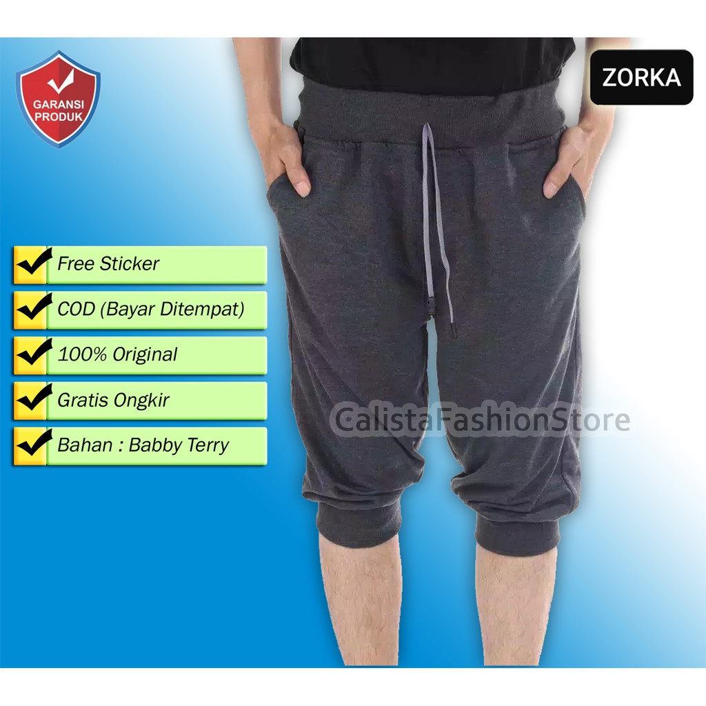 CELANA JOGGER PANTS BABYTERRY 3/4 PENDEK LOGO GYM FITNESS JOGGING OLAHRAGA PRIA WANITA / calistafashionstore