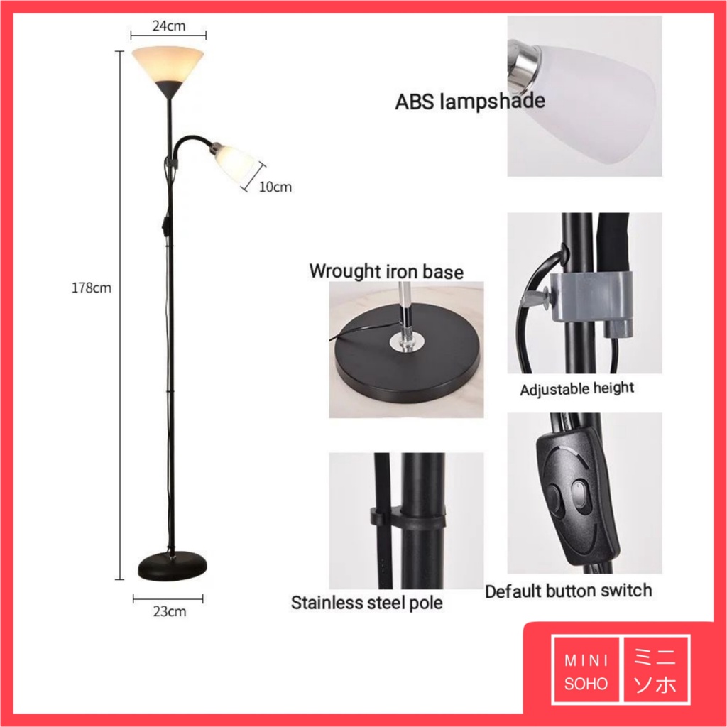 Lampu Meja Stand Lampu Lantai Berdiri Double Lamp Standing Lamp