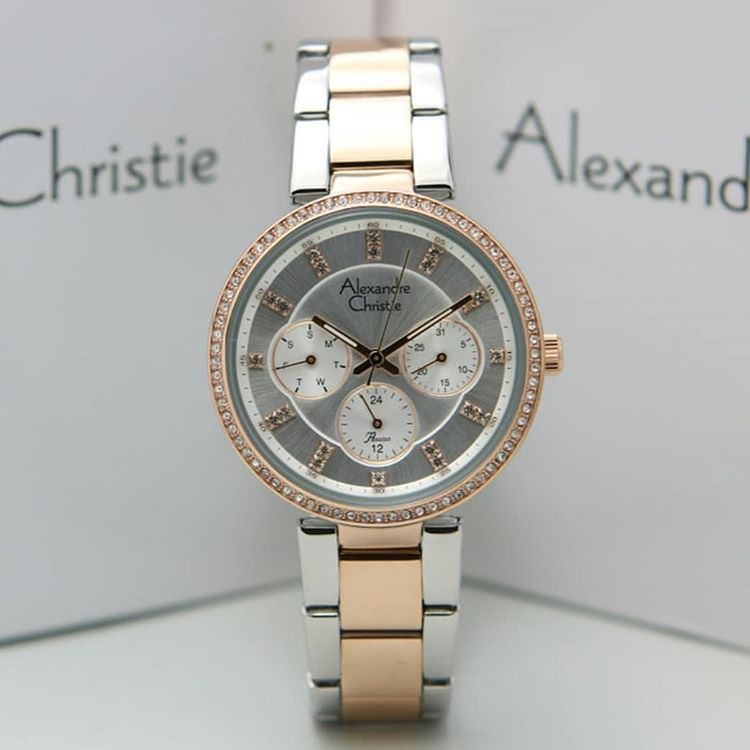 Alexandre Christie AC2874 Original Jam Tangan Wanita Silver Rose Gold