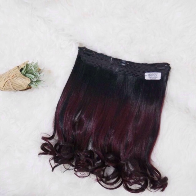 nadiSSE HAIR CLIP CURLY OMBRE MERAH HAIRCLIP BIGLAYER CURLY PANJANG HAIRCLIP CATOK JEPIT RAMBUT COD