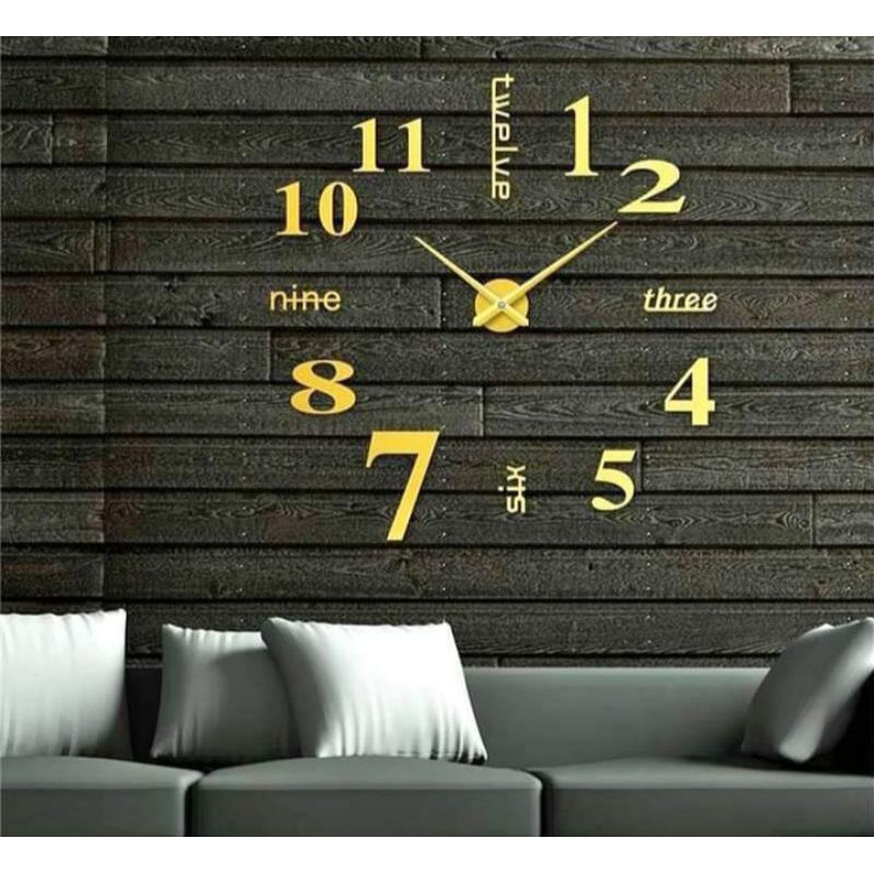 hiasan dinding jam dinding jumbo diy 150cm jam dinding besar dan jumbo jam dinding tempel tembok pajangan dinding hiasan jam dinding aesthetic dinding ruang tamu jam dinding unik jam dinding murah jam dinding gold-1