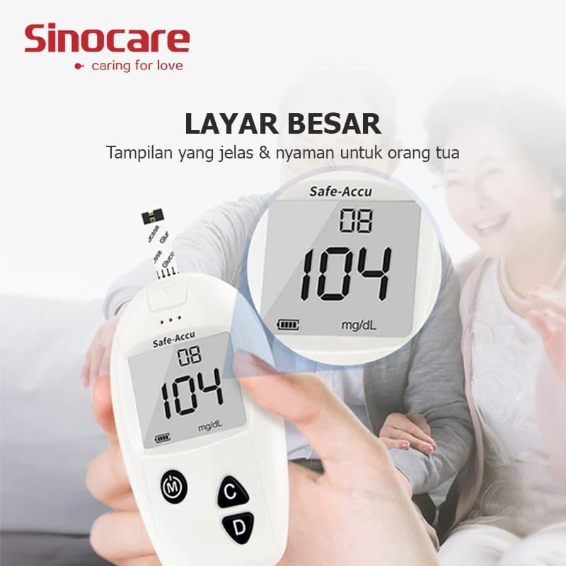 Safe-Accu Sinocare Alat Cek Gula Darah / Blood Glucose Test + 50 Strip