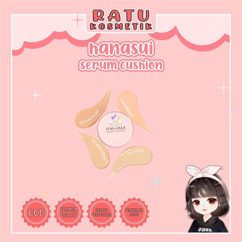 ❤ RATU ❤ Hanasui Serum Cushion 15g Foundation Perfect Coverage | Natural Dewy Finish BPOM✔️