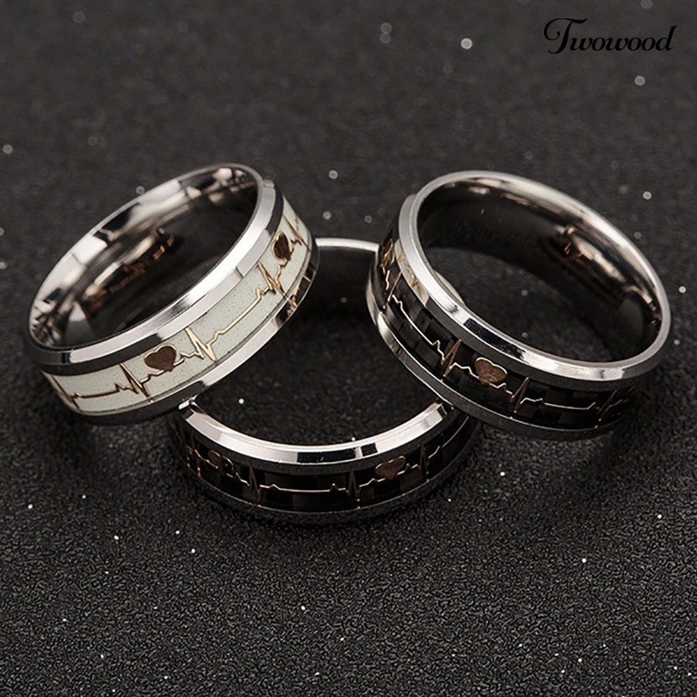 Cincin Luminous Motif Detak Jantung Untuk Pasangan