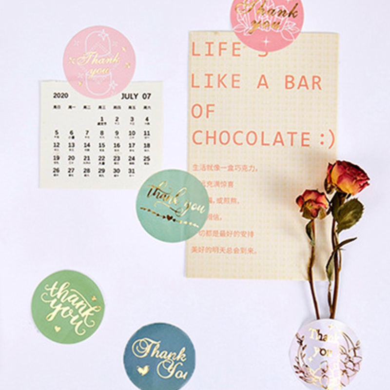 46pcs Stiker Bulat Motif Kartun Tulisan THANK YOU Gaya Retro Untuk Dekorasi DIY