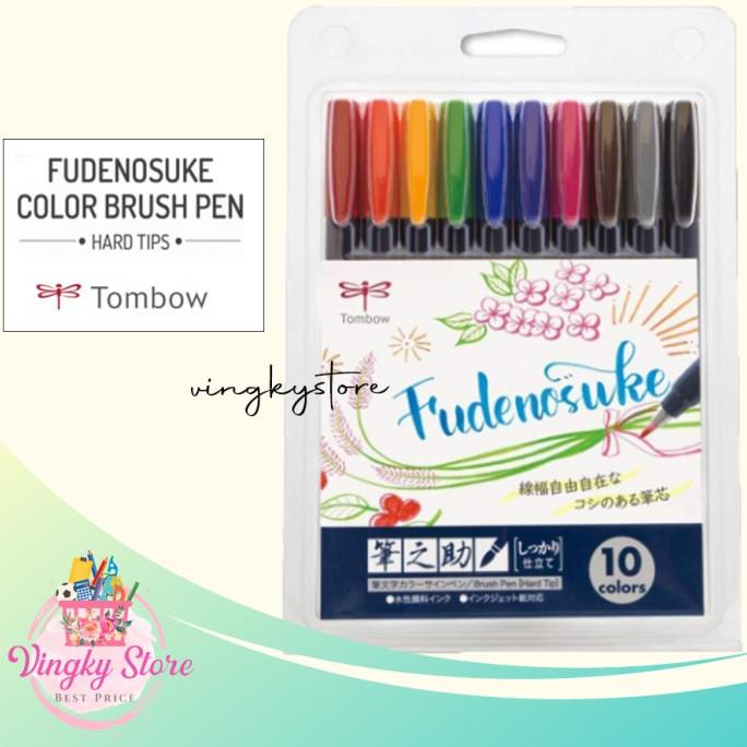 

(BISA COD) Fudenosuke Brush Pen Tombow Set - Hard Tip ( 10 colours) CUCI GUDANG Kode 606