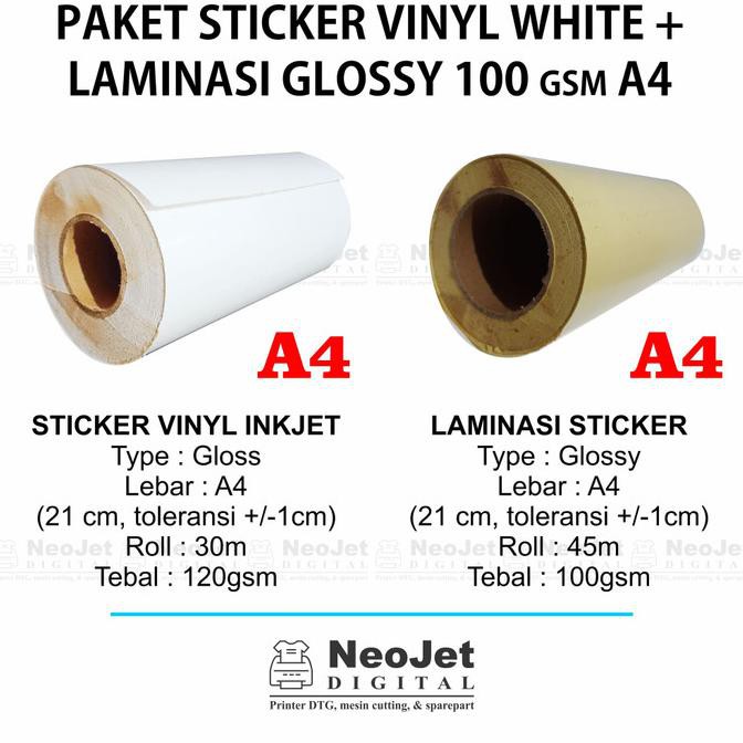 

Buruan Beli] Paket Sticker Vinyl Inkjet White Laminasi 100 Gsm Glossy A4 Murah