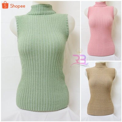 Turtle Neck Tanktop Rajut / Tank top kerah tinggi rajut wanita / Inner Manset