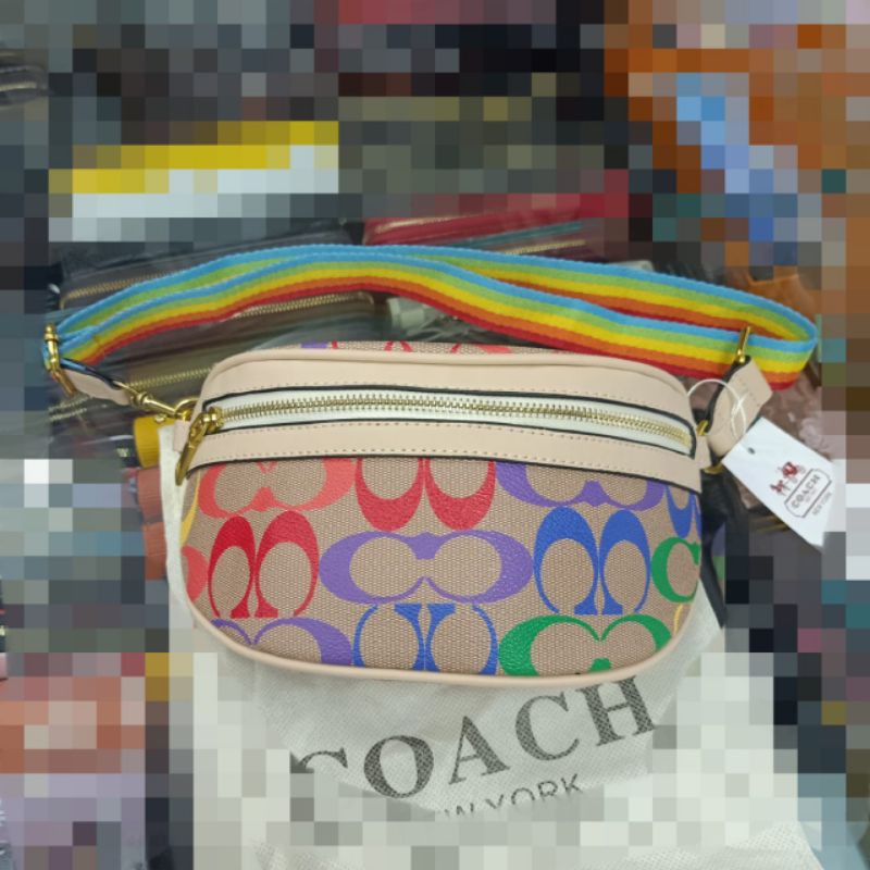 Waistbag Coach Signature Rainbow Import Quality