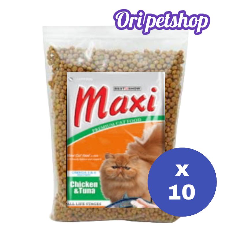 EKSPEDISI ( PAKET 10 KG) - MAKANAN KUCING MAXI CAT CHIKEN &amp; TUNA REPACK / MAXI CAT FOOD