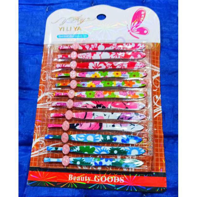 grosir  Pinset besi motif/pinset bulu 12 PCS corak