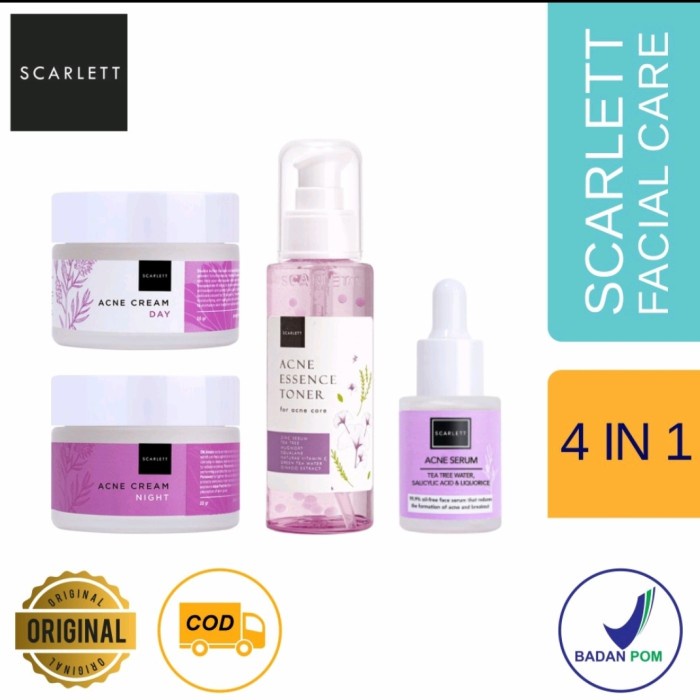 Paket JERAWAT SCARLETT SCARLET ACNE SERUM DAN CREAM - ACNE 3 IN 1