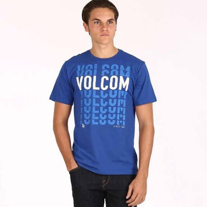 volcom baju kaos pria biru original 100% sale