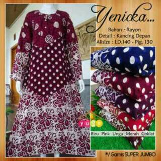 Yenicka long dress jumbo  baju  batik  blouse blus tidur  