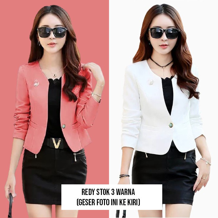 8FASTORE FA202 - Blazer Formal Hitam Putih Wanita Dewasa / Set Blazer Kantor All Size Jumbo