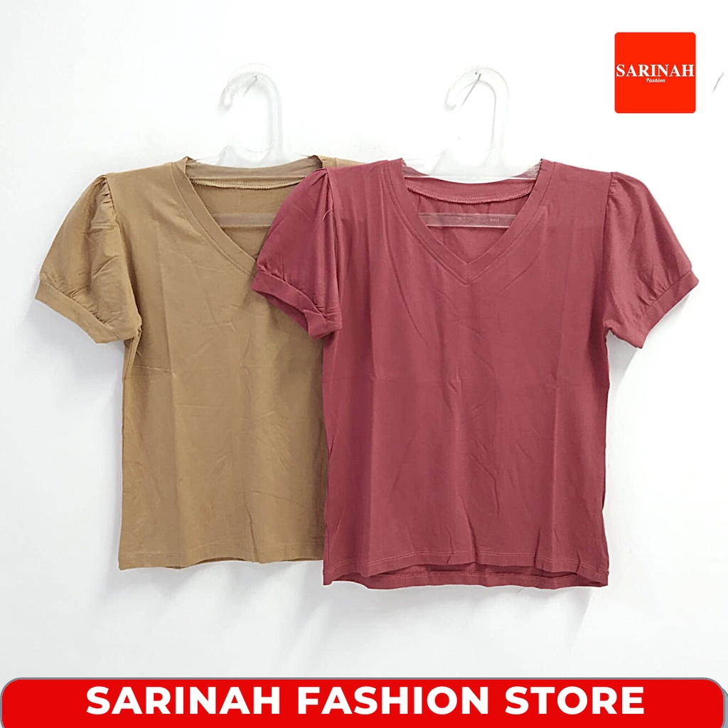 Kaos Tshirt Polos V Neck Wanita