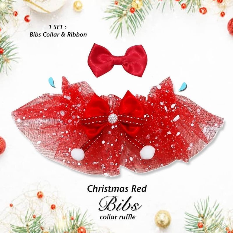 Christmas Pet Dog Cat Bibs Set Scarf Syal Natal Anjing Kucing