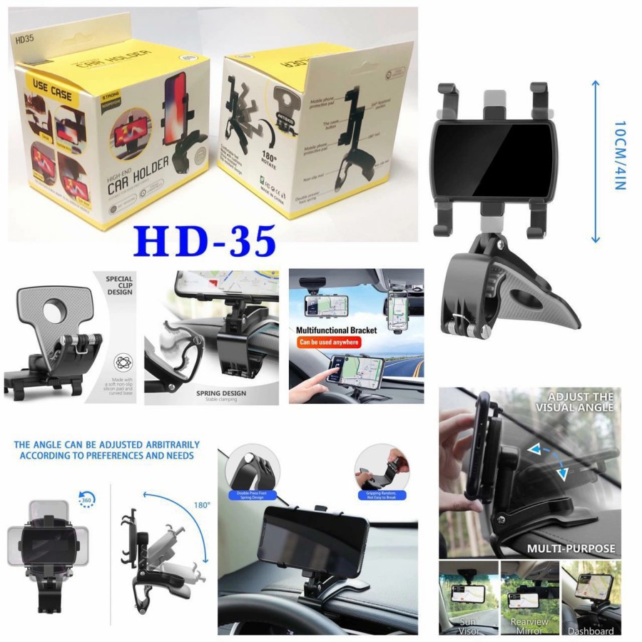 Holder Hp Mobil HD-35 Holder Hp Mobil GPS Universal HD 35 Jepit Dashboard Dan Spion Tengah