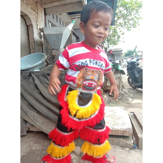 Setelan Reog Ponorogo Anak Kaos Reog dan Celana Barongan Kostum Jaranan Lengkap