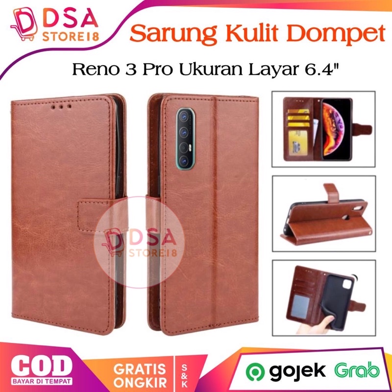 Case Oppo Reno 3 Pro / Casing Oppo Reno 3 Pro / Leather Case Flip Cover Wallet Dompet Hp Casing Stan