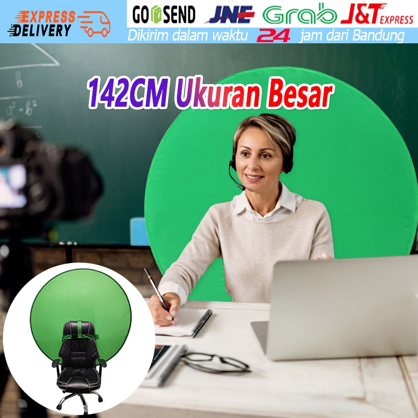 142CM Besar Kain Green Screen Portable Background Foto Hijau Polos Untuk Live Streaming Game