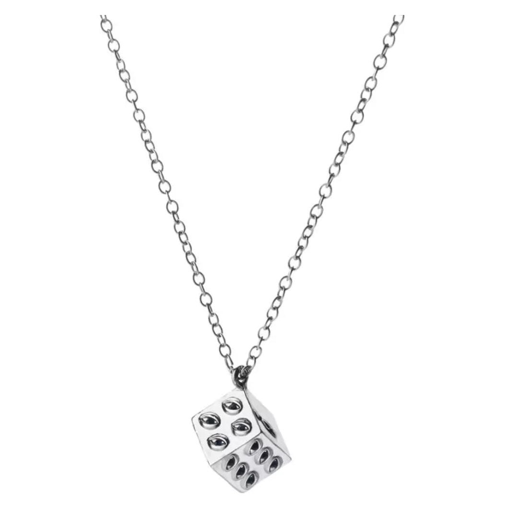 Kalung pria Wanita Titanium Liontin Model Dadu Kristal Crystal